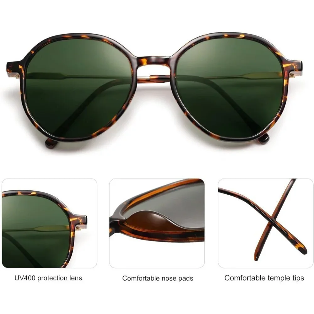 Hexagon Round Sunglasses Women Fashion UV400 Protection Large Fit Stylish
